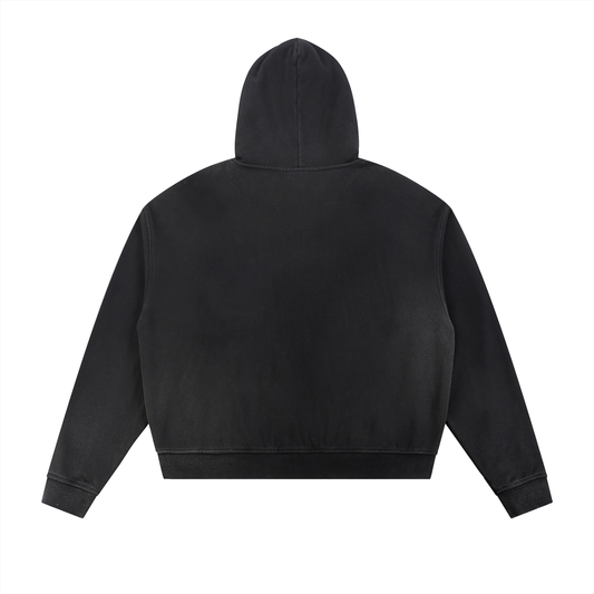 ZIONIC Sunfade Raw Edge Zip Hoodie
