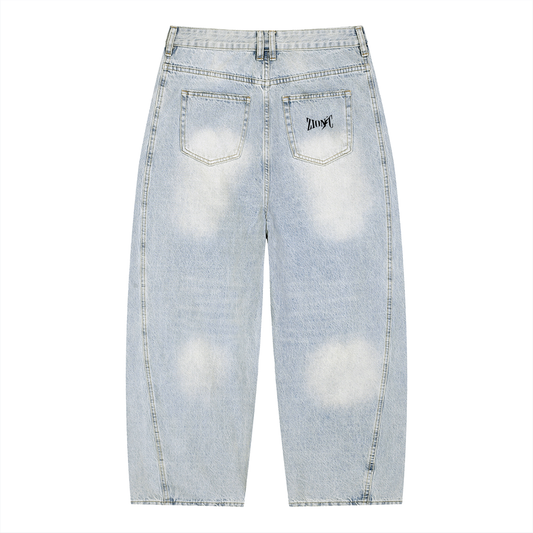 ZIONIC Washed Barrel Jeans